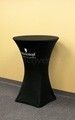 Graphic design setup for economy spandex cocktail table cover with heat transfer printed logo