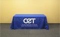 Custom printed economy table throw with heat transfer logo - basic graphic design setup