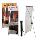 The Adjust X frame hardware can accomodate different banner sizes to suit your situation (banner sold separately or as part of a complete kit)