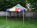 The full colour, full coverage dye sublimation printed canopy (peaks and overhangs) gives more space to attract customers attention