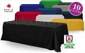 Custom made to order blank unprinted 8 foot drape trade show table cover with open or (optional) closed back