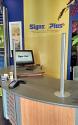 The counter shield clear counter barrier system is versatile and can be extended with additional panels and posts to suit any space (24 inch height x 32 inch wide with 8 inch full pass thru shown)