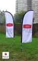 These 6 ft high feather flags are a great size for indoor events like trade shows or outdoor events with close viewing