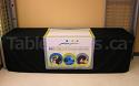 Custom 36 inch x 80 inch all dye sublimation printed table runner on 8 foot table (table and black cover not included)