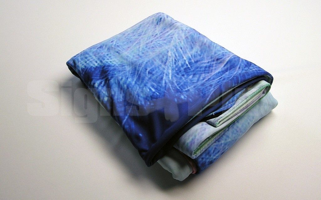 The dye sublimation custom printed spandex polyester fabric graphic folds to an incredibly compact size and weighs just 5.6 lbs