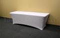 White, Stretch style, 8 Foot, Closed Back Basic Plain Unprinted Spandex Table Cover