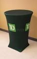 FRONT & SIDES custom printed 30" diameter Round "Stretch Fit" Spandex High Boy Cocktail Table Cover