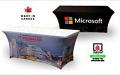 6 ft custom printed Stretch Fit spandex table cover w entire FRONT & SIDES dye sub print