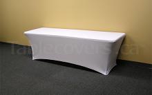 White, Stretch style, 8 Foot, Closed Back Basic Plain Unprinted Spandex Table Cover White, Stretch style, 8 Foot, Closed Back Basic Plain Unprinted Spandex Table Cover