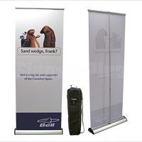 Barracuda 800 Roller Retractable Banner Stand Kit: (frame hardware, case & 31.5″ w x 60-83.25″ h printed banner)