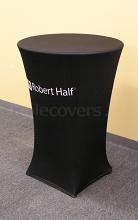 FRONT custom printed 30" diameter Round "Stretch Fit" Spandex High Boy Cocktail Table Cover