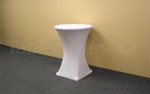 White, Stretch style, 30" - 32" Round, Basic Plain Unprinted Spandex Cocktail Table Cover White, Stretch style, 30" - 32" Round, Basic Plain Unprinted Spandex Cocktail Table Cover