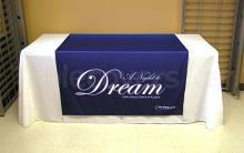 48" wide x 80" high Custom Printed Table Runner for trade shows & display tables