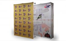 “Velocé Image 2x3” 5 ft (57.5"w x 85.25"h) Straight Basic Pop Up Tension Fabric Floorstanding Backwall - Complete Kit (frame hardware with printed fabric graphic)  “Velocé Image 2x3” 5 ft (57.5"w x 85.25"h) Straight Basic Pop Up Tension Fabric Floorstanding Backwall - Complete Kit (frame hardware with printed fabric graphic)