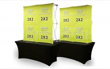 “Velocé Image 2x2” 5 ft (57.5"w x 58"h) Straight Basic Pop Up Tension Fabric Table Top Display - Complete Kit (frame hardware with printed fabric graphic)  “Velocé Image 2x2” 5 ft (57.5"w x 58"h) Straight Basic Pop Up Tension Fabric Table Top Display - Complete Kit (frame hardware with printed fabric graphic)