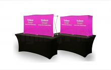 “Velocé Image 2x1” 5 ft wide (57.5"w x 29.75"h) Straight Basic Pop Up Tension Fabric Tabletop Display - Complete Kit (frame hardware with printed fabric graphic)  “Velocé Image 2x1” 5 ft wide (57.5"w x 29.75"h) Straight Basic Pop Up Tension Fabric Tabletop Display - Complete Kit (frame hardware with printed fabric graphic)